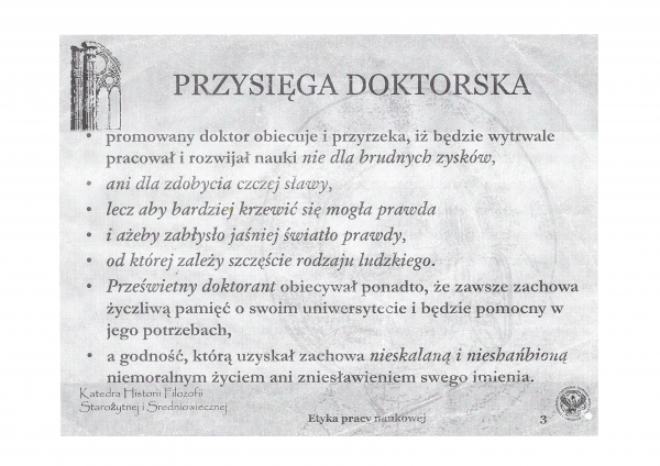 PRZYSIĘGA DOKTORSKA